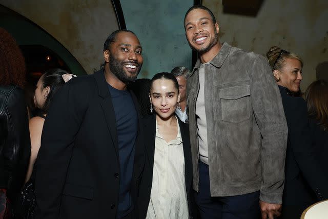 <p>Jason Mendez/Getty</p> John David Washington, Zoë Kravitz and Ray Fisher