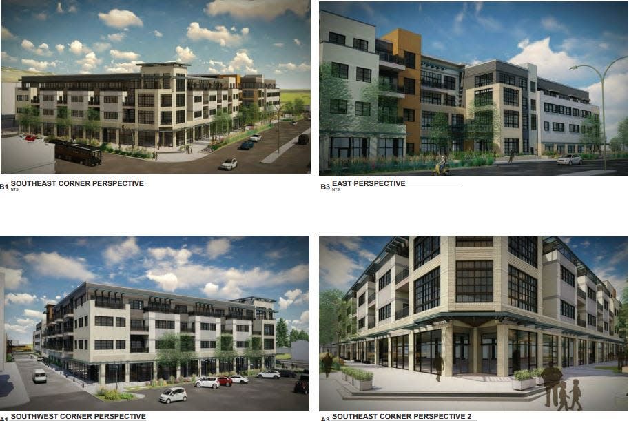 Architectural renderings of Morningstar Assisted Living and Memory Care facility that will be built on Block 23 in Old Town Fort Collins. the site is bordered by College Avenue on the east and Cherry Street on the north.