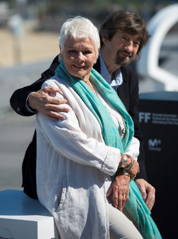 Dame Judi Dench with British director Trevor Nunn during a photocall in San Sebastian to promote their new film "Red Joan"