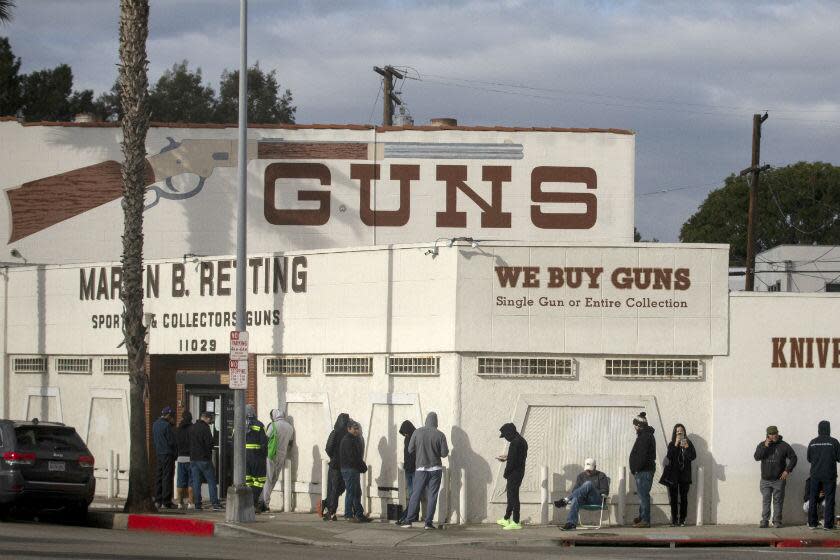 A line at the Martin B. Retting gun store in Culver City on Sunday extends out the door and around the corner in 2020.