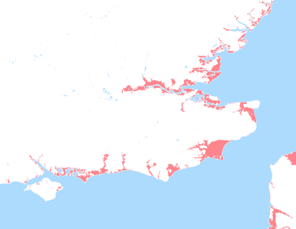 Coastal erosion maps show the areas most at risk around the UK. (Climate Central)