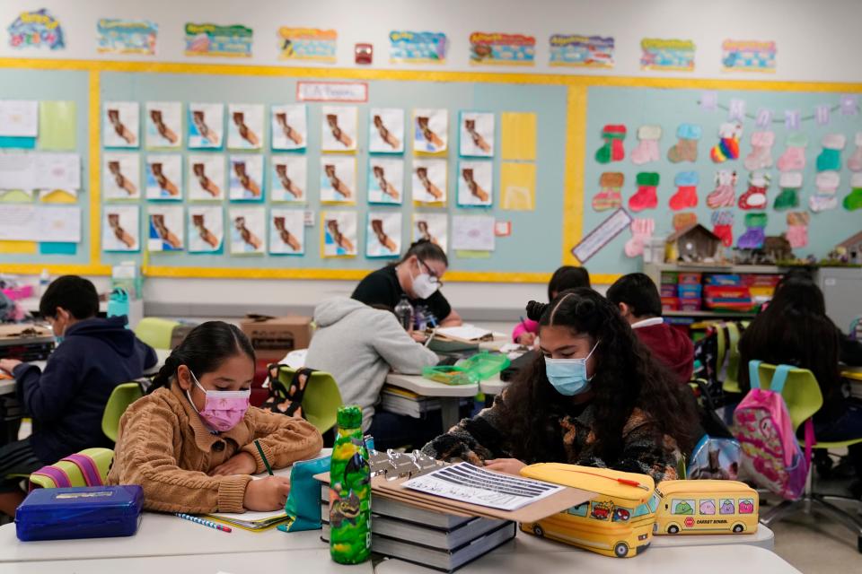 Fourth grade class on Jan. 12, 2022, in Lynwood, Calif.