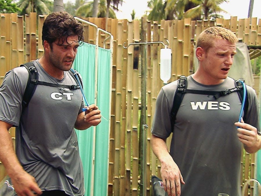 MTV's The Challenge players CT and Wes during a challenge