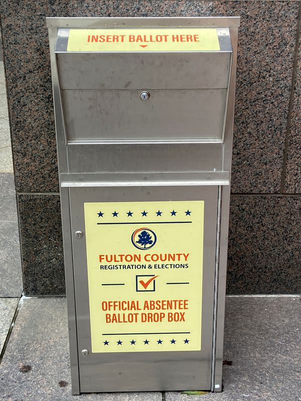 FILE PHOTO: A Fulton County absentee ballot drop box is seen in Atlanta, Georgia