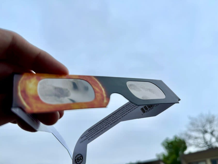 A pair of solar eclipse glasses (KXAN Photo/Matt Grant)