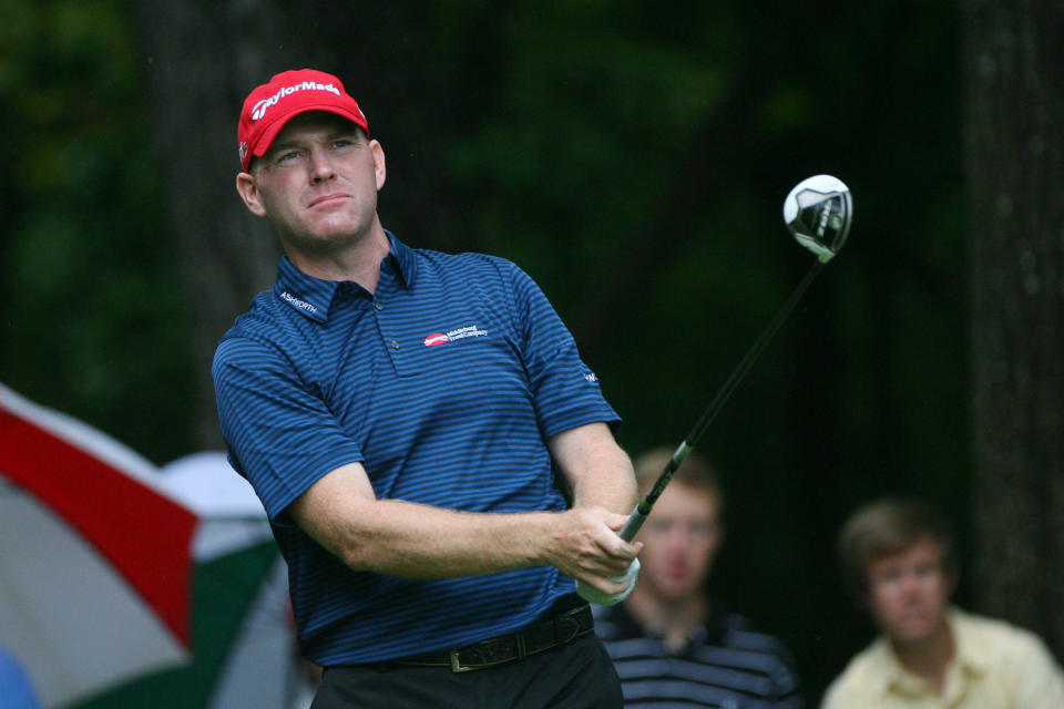 GREENSBORO, NC - AUGUST 19: Troy Matteson hits his tee shot on the second hole during the final round of the Wyndham Championship at Sedgefield Country Club on August 19, 2012 in Greensboro, North Carolina. (Photo by Hunter Martin/Getty Images)