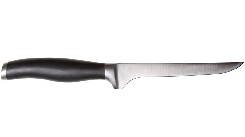 boning knife with black handle