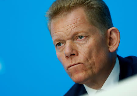 FILE PHOTO: Guido Kerkhoff, Chief Executive of Thyssenkrupp AG, addresses the annual news conference of Thyssenkrupp at the company's headquarters in Essen, Germany, November 21, 2018. REUTERS/Thilo Schmuelgen/File Photo