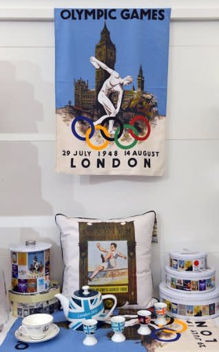 London Olympic products and memorabilia are displayed at the largest pop-up store in Hyde Park, London, on July 15, as Britain prepares to celebrate the beginning of the Olympic Games