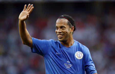 FILE PHOTO - Britain Football Soccer - England XI v Rest of the World XI - Soccer Aid 2016 - Old Trafford - 5/6/16 Rest of the World XI's Ronaldinho Action Images via Reuters / Ed Sykes