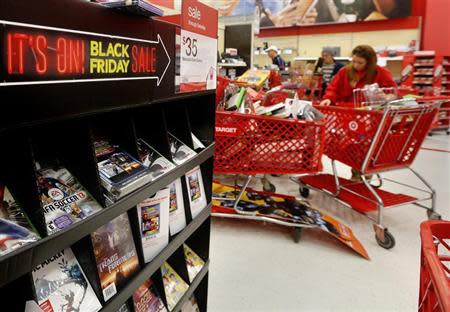 A 'Black Friday' sale sign is seen inside a Target store in Westbury, New York November 23, 2012. REUTERS/Shannon Stapleton