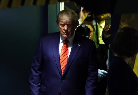 U.S. President Donald Trump arrives for the 74th session of the United Nations General Assembly at U.N. headquarters in New York City, New York, U.S.