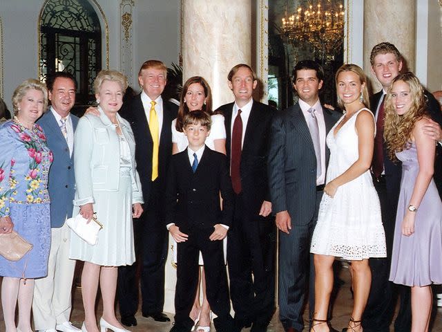 <p>Davidoff Studios/Getty</p> Elizabeth Trump Grau, her husband Jim Grau, Judge Maryanne Trump Barry, Donald Trump, Lisa Desmond, her son Robert, David Desmond, Donald Trump, Jr, wife Vanessa Kay Haydon Trump, Eric Trump, and fiance Lara Yunaska pose for a group portrait during Easter Sunday events at the Mar-a-Lago club in Palm Beach, Florida, April 16, 2006.