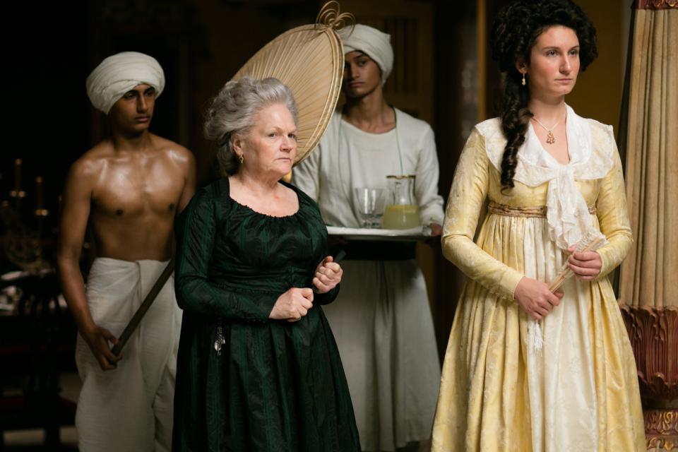 BEECHAM HOUSE, front from left: Lesley Nicol, Bessie Carter, (Season 1, ep. 101, aired in US on June 14, 2020)