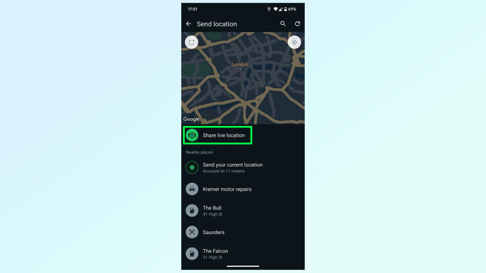 how to share live location on whatsapp