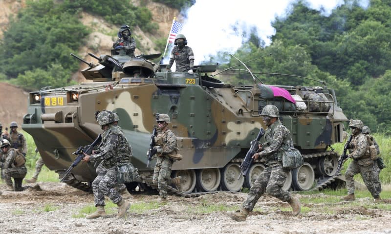 南韓與駐韓美軍一同參加聯合軍演。（美聯社）