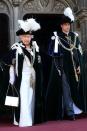 <p>Queen Elizabeth and Prince William exit the Thistle Service together at St Giles Cathedral in Edinburgh, Scotland.</p>