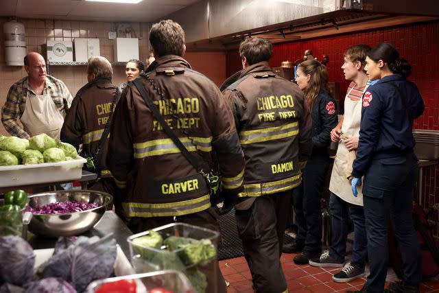 <p>Adrian S Burrows Sr/NBC</p> Our favorite fictional first responders at the restaurant fire on Chicago Fire