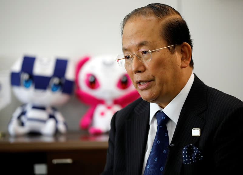 Toshiro Muto, Tokyo 2020 Organizing Committee Chief Executive Officer, speaks during an interview with Reuters in Tokyo