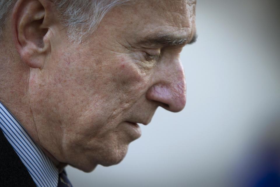 New York Police Commissioner Bill Bratton leaves the wake for NYPD officer Rafael Ramos at Christ Tabernacle Church in the Queens borough of New York, December 26, 2014. Hundreds of mourners are due to gather at a New York City church on Friday to pay their respects for Ramos, one of two NYPD policemen shot by a gunman who said he was avenging the killings this summer of unarmed black men by white officers. Ramos, 40, had been on the force for two years and was raising two teenage sons with his wife, Maritza, according to the church and city officials. REUTERS/Carlo Allegri (UNITED STATES - Tags: CIVIL UNREST POLITICS CRIME LAW OBITUARY)