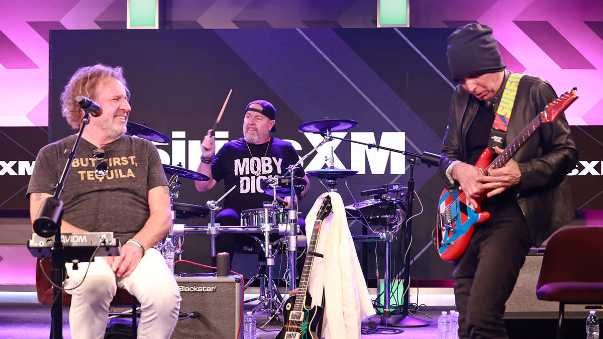  Sammy Hagar and Joe Satriani in the Sirius XM studio. 