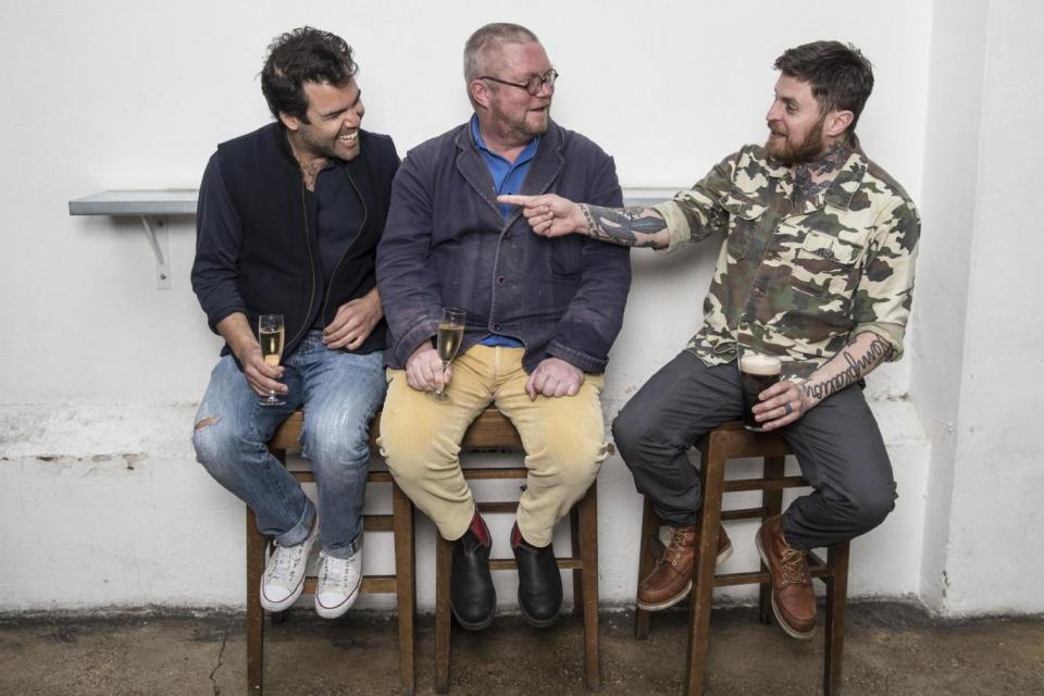 Bond forged in fire: from left to right, Tim Siadatan, Fergus Henderson and Lee Tiernan (Daniel Hambury/Stella Pictures)