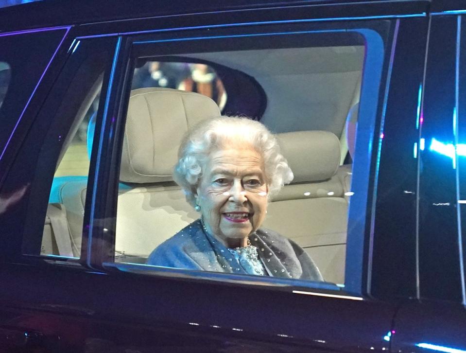 Queen Elizabeth II departs following the A Gallop Through History Platinum Jubilee celebration at the Royal Windsor Horse Show at Windsor Castle. (PA)