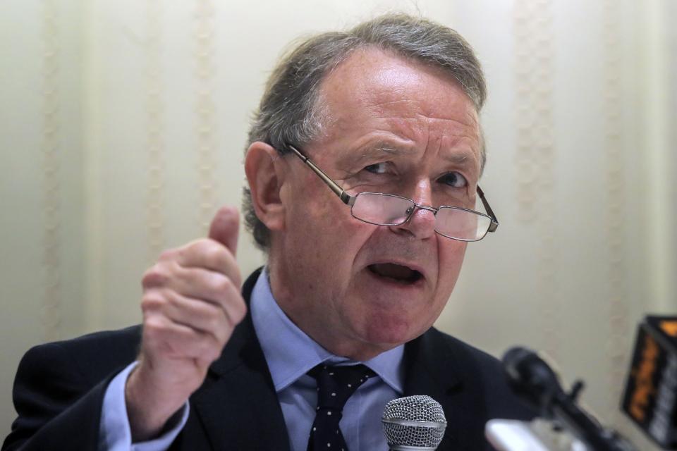 David Alton, a member of the British House of Lords speaks during a press conference on Monday, Nov. 25, 2019. Alton, of Liverpool, a member of the U.K.’s House of Lords, recently received the 2023 Notre Dame Prize for Religious Liberty. | Kin Cheung, Associated Press