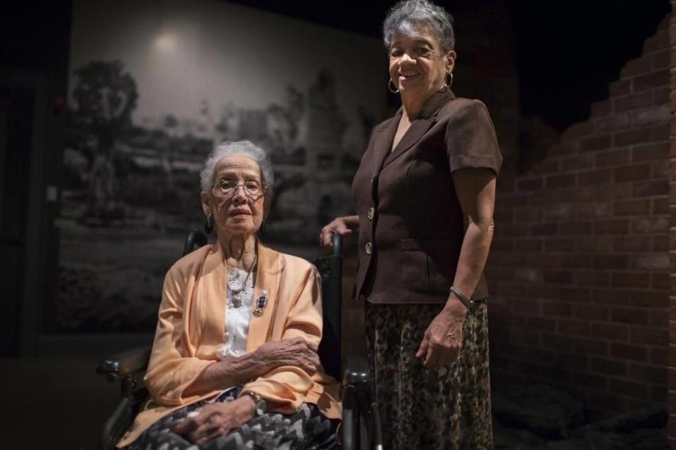 Christine Darden (right), a native of Monroe, North Carolina, with Katherine Johnson in August 2016. In the book “Hidden Figures,” on which the movie was based, the two former NASA mathematicians discuss the matter-of-fact way they approached their work during the space race and the new history about their careers as black female math whizzes in the Jim Crow South.