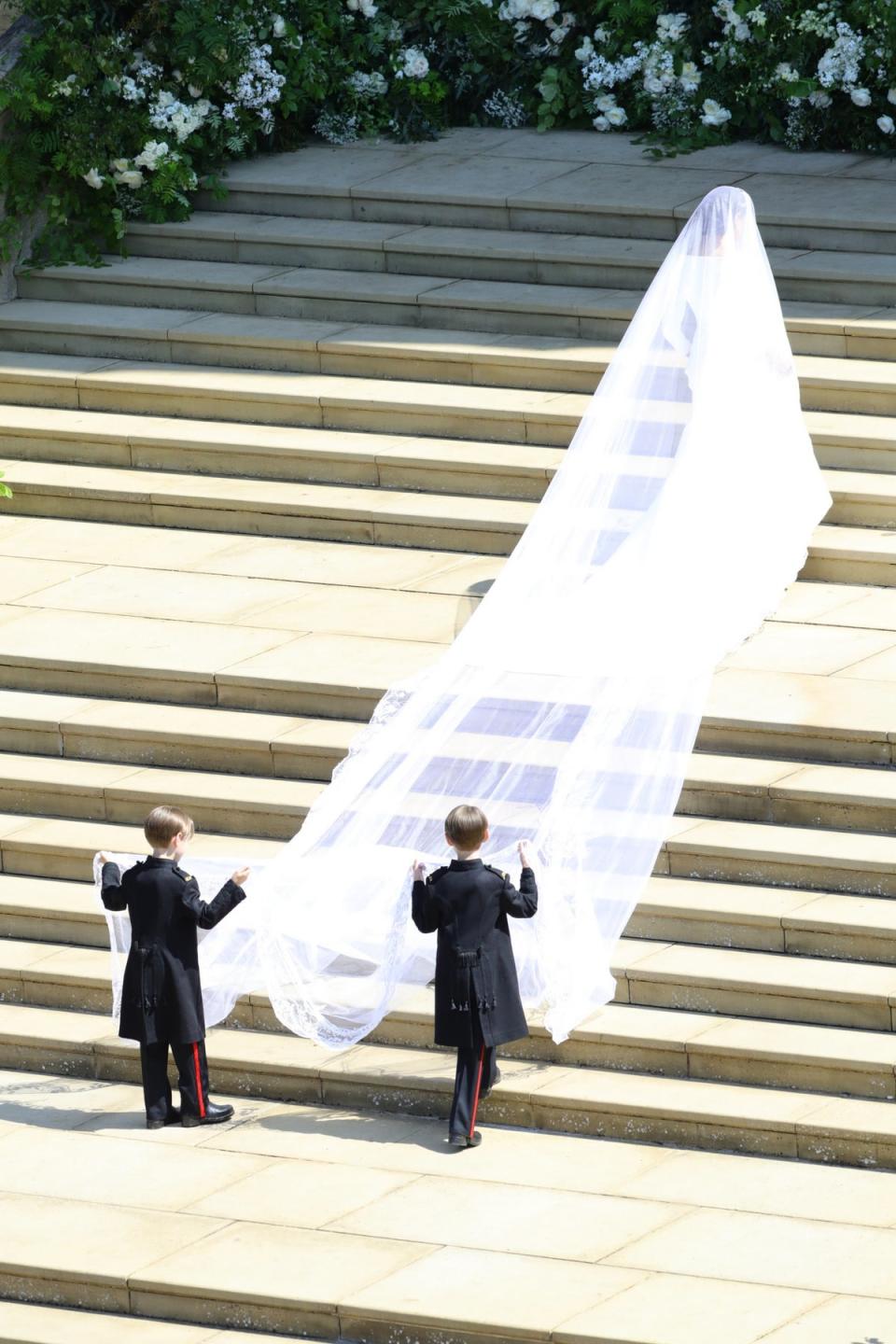 Meghan Markle arriving at her royal wedding ceremony (Owen Cooban/MoD/EPA)