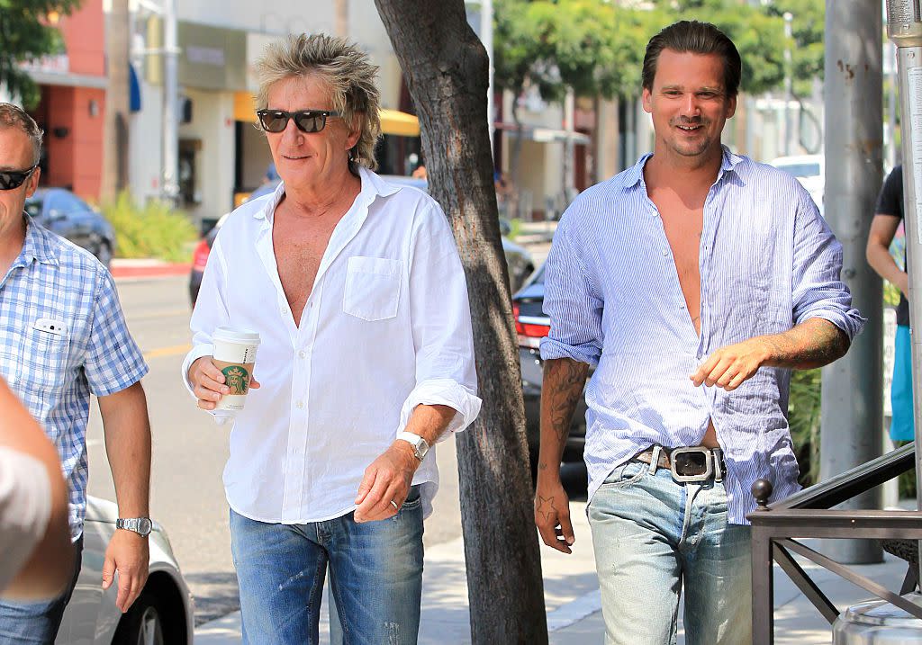 Rod Stewart and Sean Stewart walk around Los Angeles together in 2015.