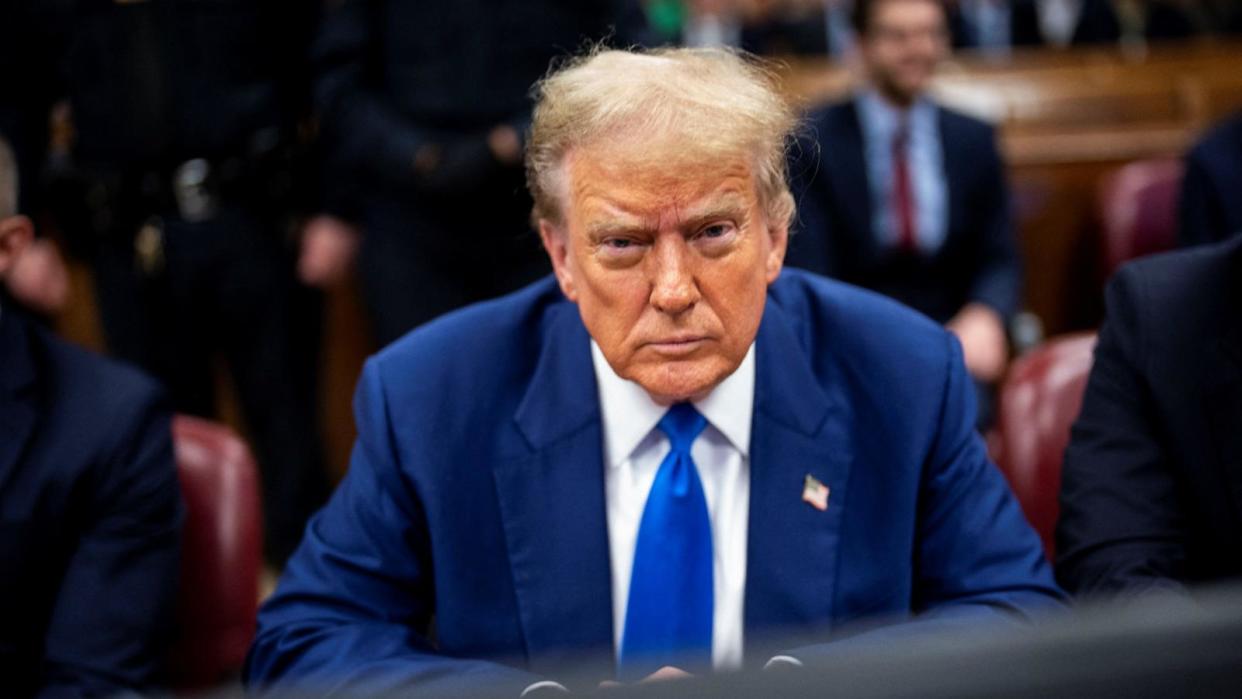 PHOTO: Former President Donald Trump attends his criminal trial at the New York State Supreme Court in New York,, May, 3, 2024. (Doug Mills/Pool via Reuters)
