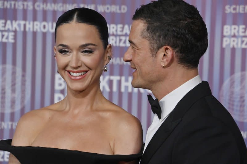 Katy Perry (L) and Orlando Bloom attend the Breakthrough Prize ceremony on Saturday. Photo by Jim Ruymen/UPI