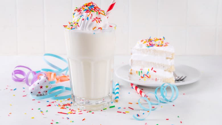 Birthday cake and milkshake