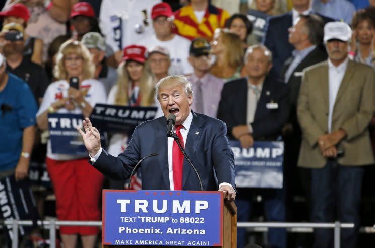 Donald Trump speaks at a rally in Phoenix. (Photo: Ross D. Franklin/Associated Press)