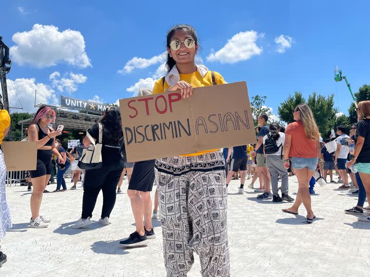 Bhumi Peer, a volunteer for the Unity March. (Tat Bellamy - Walker/NBC News)