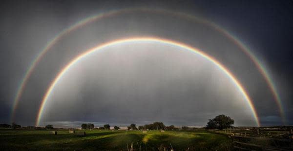 Wyoming resident Jonmikel Pardo took this spectacular photograph of a double rainbow on Sep. 1. from his backyard in Lander, Wyo.