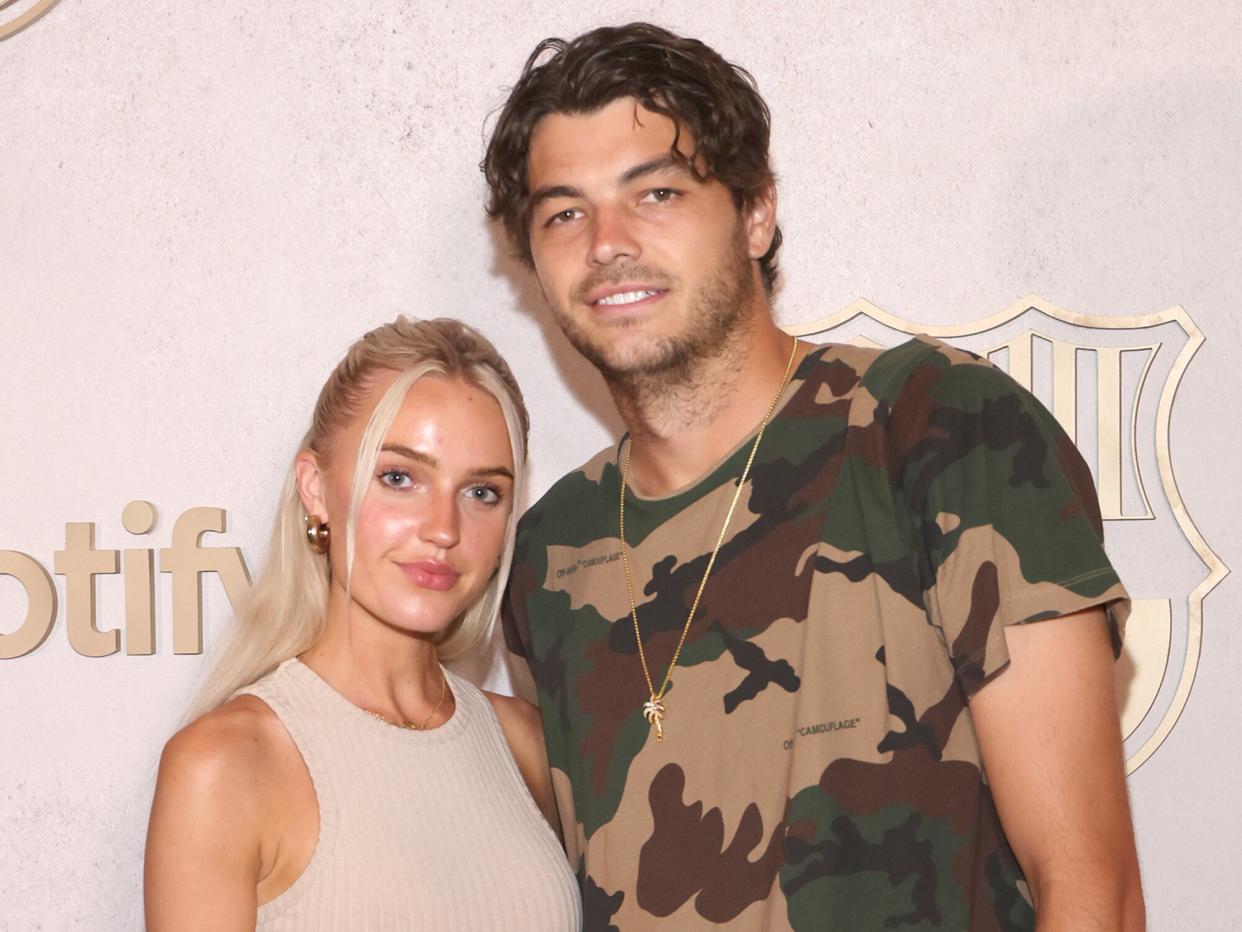 Morgan Riddle and Taylor Fritz attend as FC Barcelona and Spotify celebrate their partnership at the Four Seasons at the Surf Club, Miami at Four Seasons Surfside on July 20, 2022 in Surfside, Florida