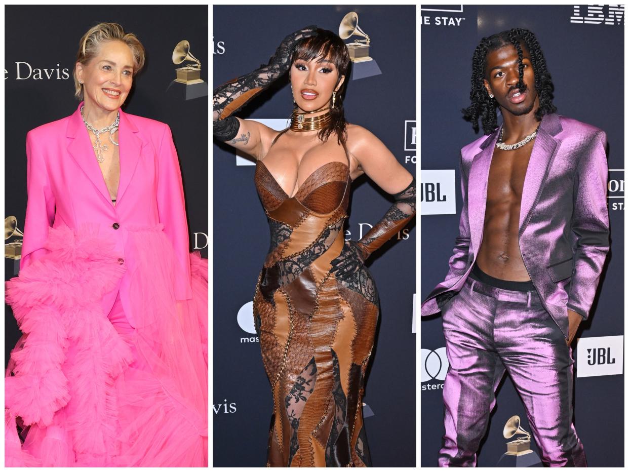 Sharon Stone, Cardi B, and Lil Nas X attend the pre-Grammys gala on February 4, 2023, in Beverly Hills, California.