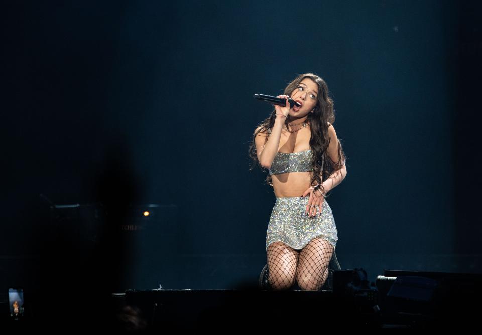 Olivia Rodrigo performs at Bridgestone Arena in Nashville, Tenn., for her Guts World Tour, Saturday, March 9, 2024.