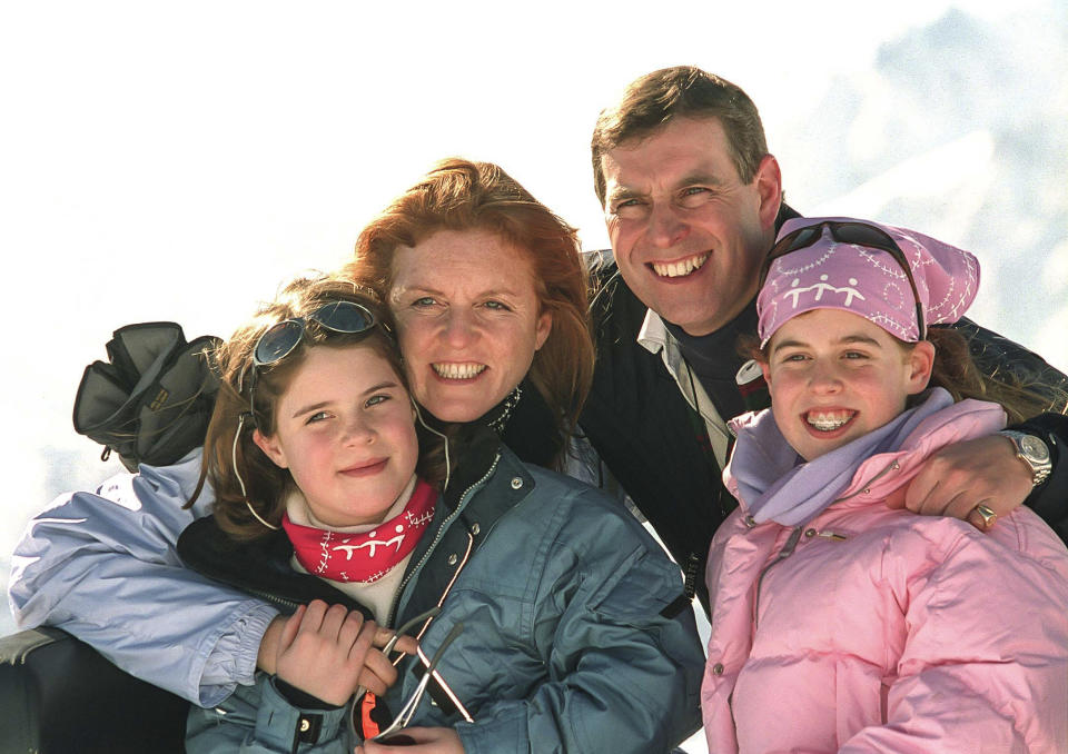 Prince Andrew Sarah Ferguson Princess Eugenie and Princess Beatrice