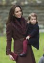 <p>On Christmas Day in 2016, Kate, Will, and the kids attended church with the Middleton family in Englefield, England and Kate and Charlotte both wore burgundy shades. </p>