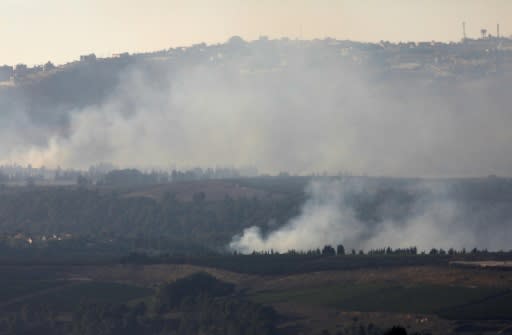 Smoke rises near the Israeli-Lebanese border after an exchange of fire