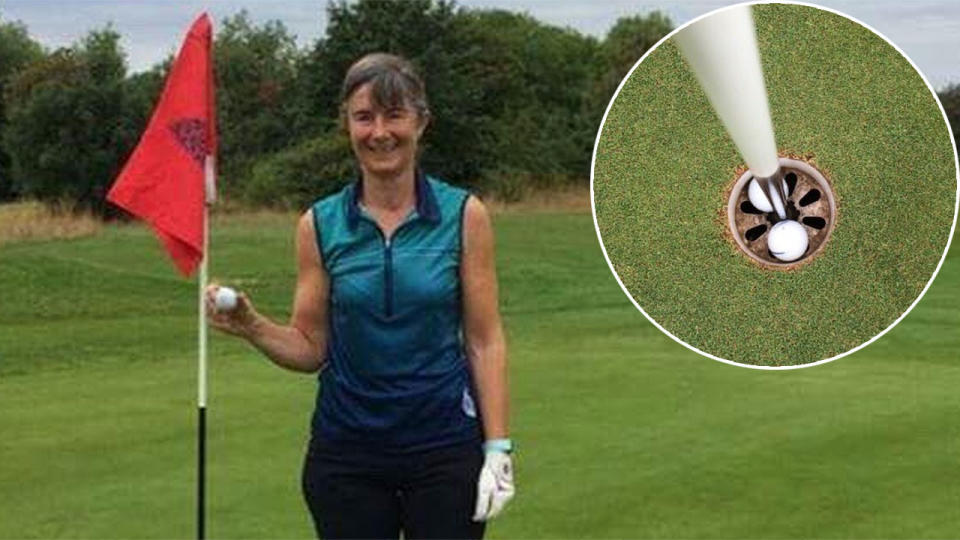 Amateur golfer Ali Gibb sunk three holes-in-one during a 36-hole round. Pic: @CrohamHurstCG/Twitter