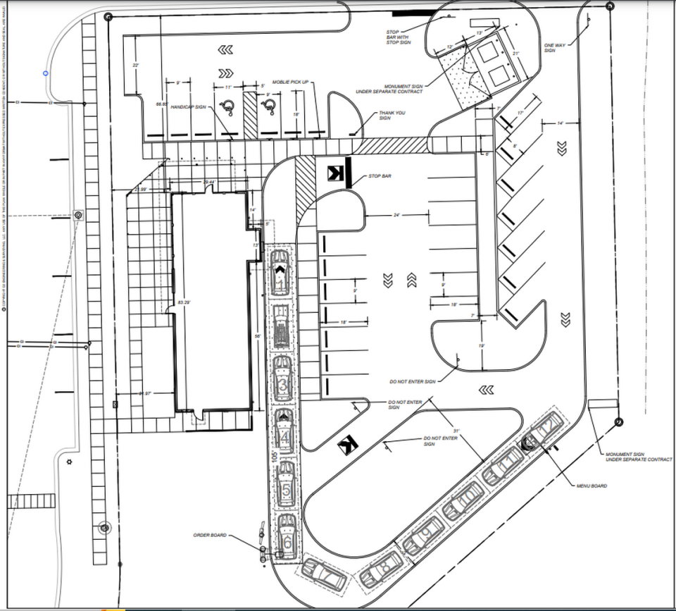 Site plans submitted to the town show that up to 12 cars could occupy the site’s drive through