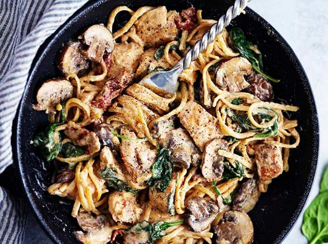 One Pot Creamy Chicken Mushroom Florentine