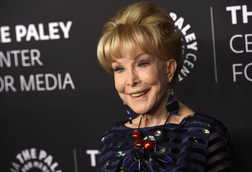 FILE - Barbara Eden poses at "The Paley Honors: A Special Tribute to Television's Comedy Legends" on Nov. 21, 2019, in Beverly Hills, Calif. Eden turns 89 on Aug. 23. (Photo by Chris Pizzello/Invision/AP, File)