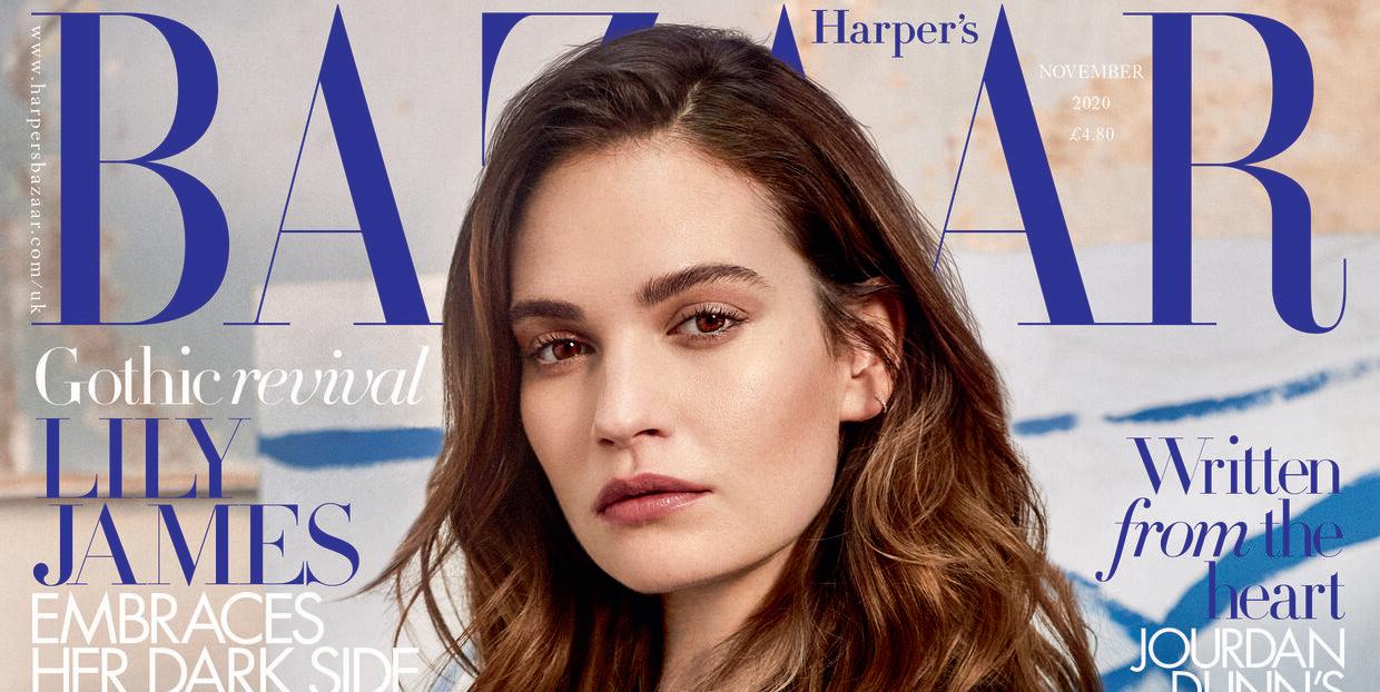 Photo credit: Lily James wearing Dior on the November newsstand cover