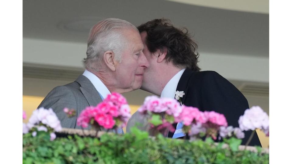 Tom Parker-Bowles greeted his stepfather, the King, with two kisses