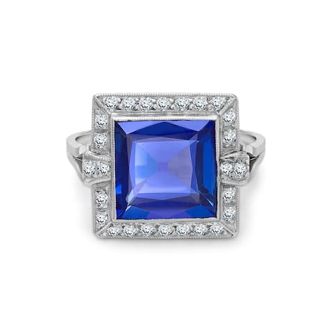 Platinum, unheated Kashmir sapphire and diamond Art Deco ring, price on application